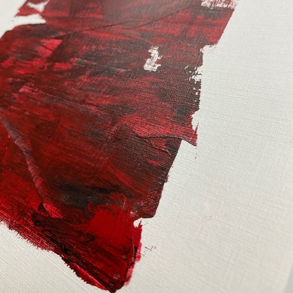 Abstract Acrylic Original Painting On Canvas Paper 9X12 Wall Art Red - Picture 5 of 6